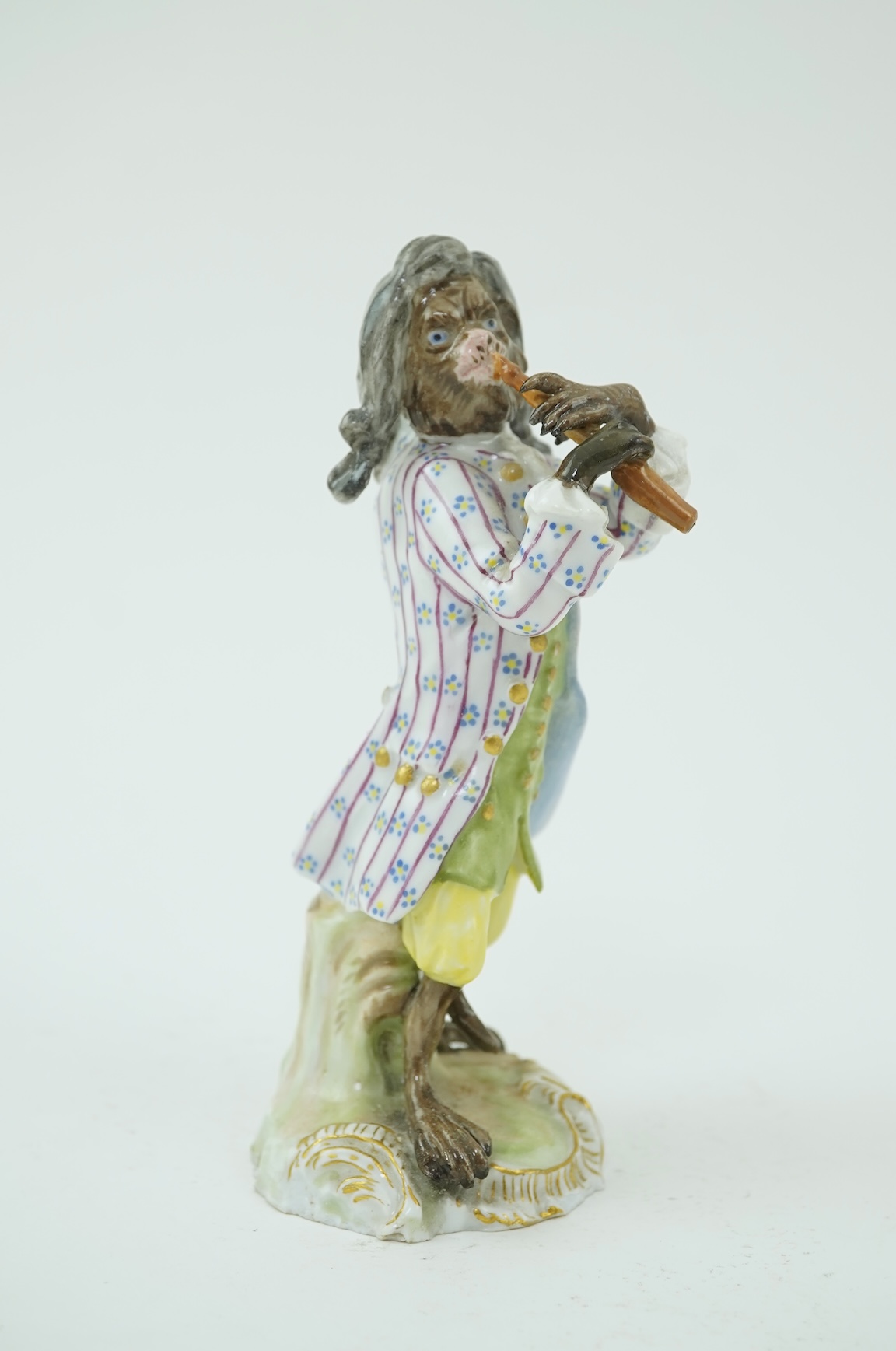 A Meissen monkey band figure of a piccolo player modelled after J. J. Kaendler, 19th century